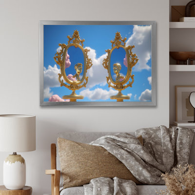 «Golden Reflection Of The Self Futur Minimalisme» - Décoration murale paysage abstrait