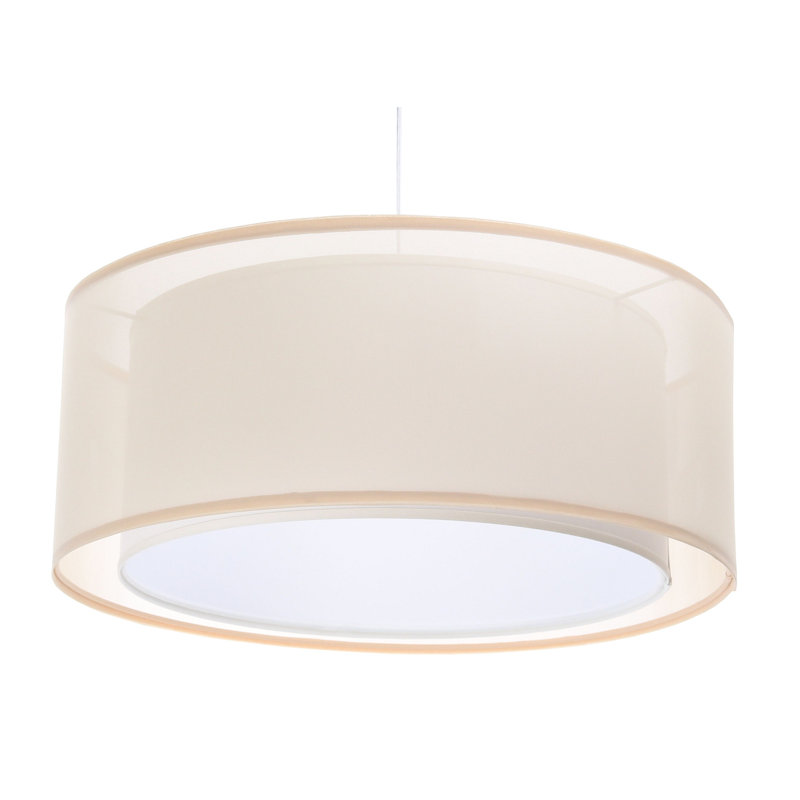 Jinessa 1 - Light White Drum Pendant, Beige