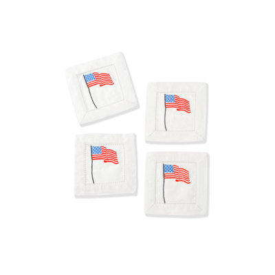 Ensemble de 4 serviettes de table brodées American Flag