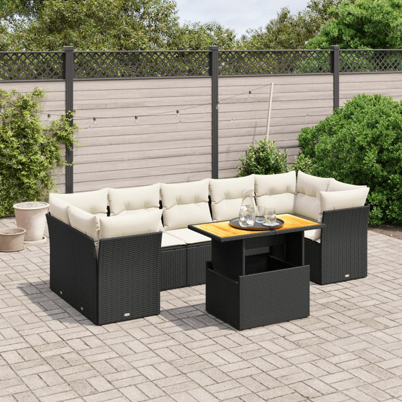 Ensemble de canapé de jardin Vidaxl, Noir
