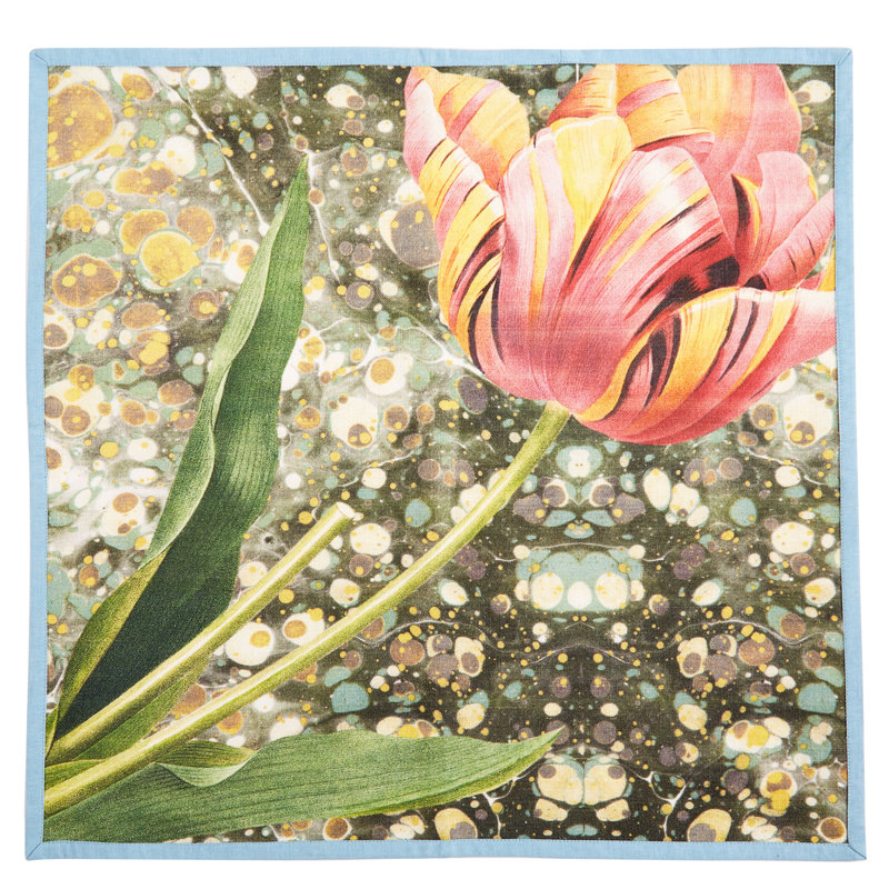 Serviette carrée en mélange de coton à motif floral