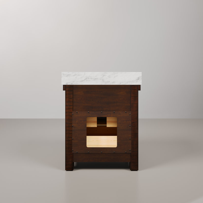 Paisley 30 In. Single Sink Carrara White Marble Countertop Vanity In Rustic Sienna With Mirror, Rostic Sienna