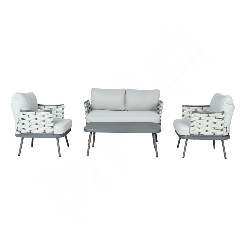 Ensemble de recouvrement en acier 4 pièces, Coussin gris / cadre gris