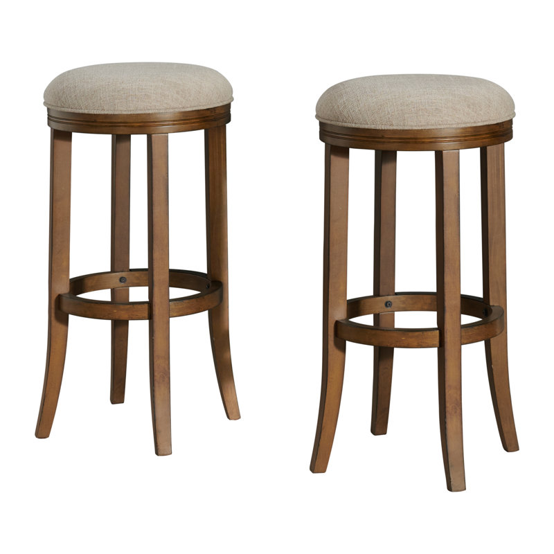 Tabouret de bar et de comptoir en bois d'hévéa Natick, Beige / Brun, 2, Tabouret de bar (siège d'une hauteur de 30 po)