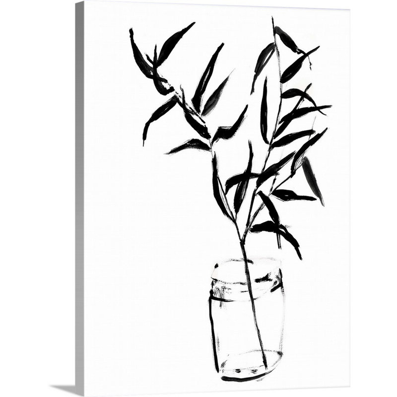 Art mural sur toile Sumi-E Bamboo II, Toile tendue, H 40 po x l 30 po x P 1,25 po