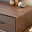 Ensemble de table de maquillage moderne en bois massif avec miroir, chaise et tiroirs