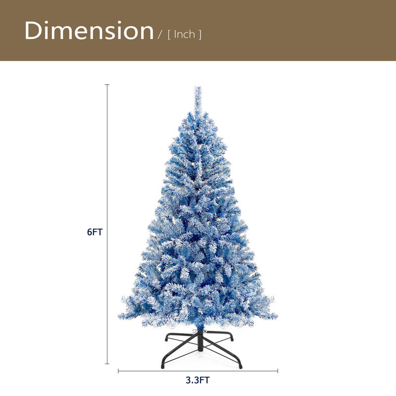 Sapin de Noël artificiel à charnière pré-éclairé 6 pi, arbre de Noël artificiel enneigé enneigé avec 750 branches de Noël