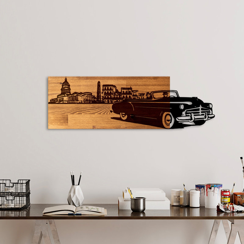 Elegant Decorative Wooden Wall Accessory, Walnut & Black, 31.5 x 9.8 x 1.2 inches | 50% Real Wood & 50% Metal Construction, Thickness: 1.2 inches | Unique Design for Modern Home Décor & Stylish Accent