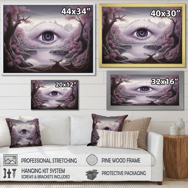 " Minds Eye Surreal Landscape ", Gold Picture Framed, 16" H x 32" W x 1" D