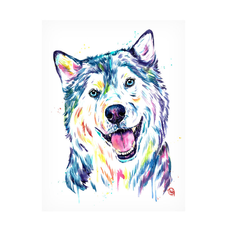 «Lisa Whitehouse», art sur toile Husky de Sibérie, H 47 po x l 35 po