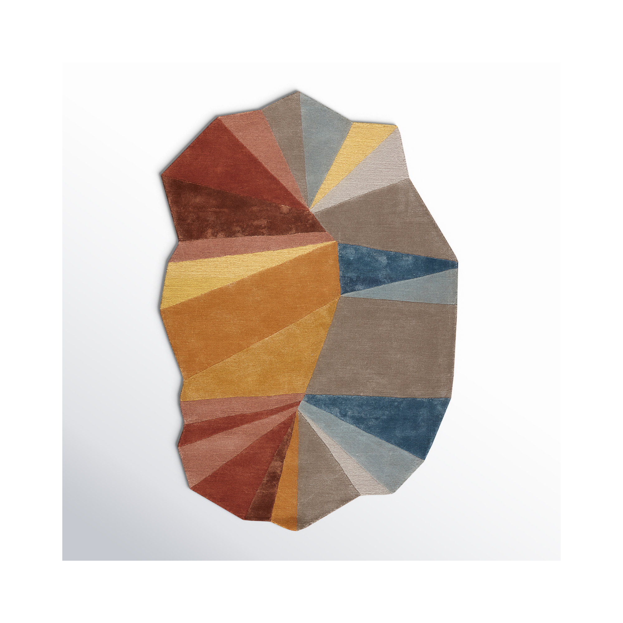 Stanford Handmade Yellow/Gray/Blue Rug, Rectangle 6' x 9'