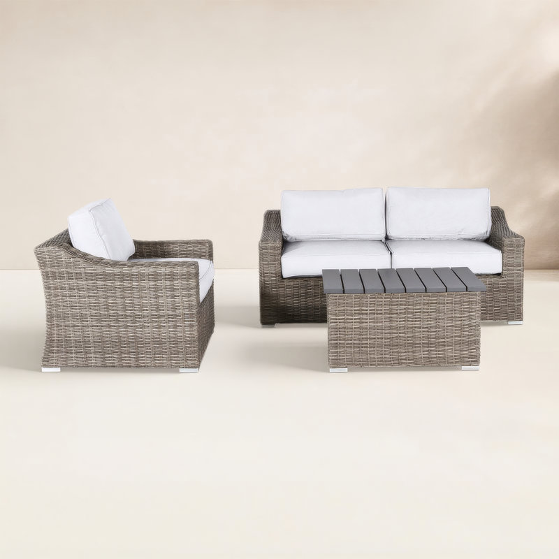 Ensemble de conversation 4 pièces avec coussins Sunbrella Deshira, Mélange de gris