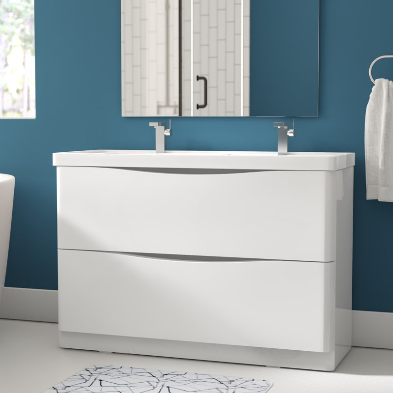 Stanhope 1200mm Double Bathroom Vanity with Integrated Stone Resin Basin, Gloss White
