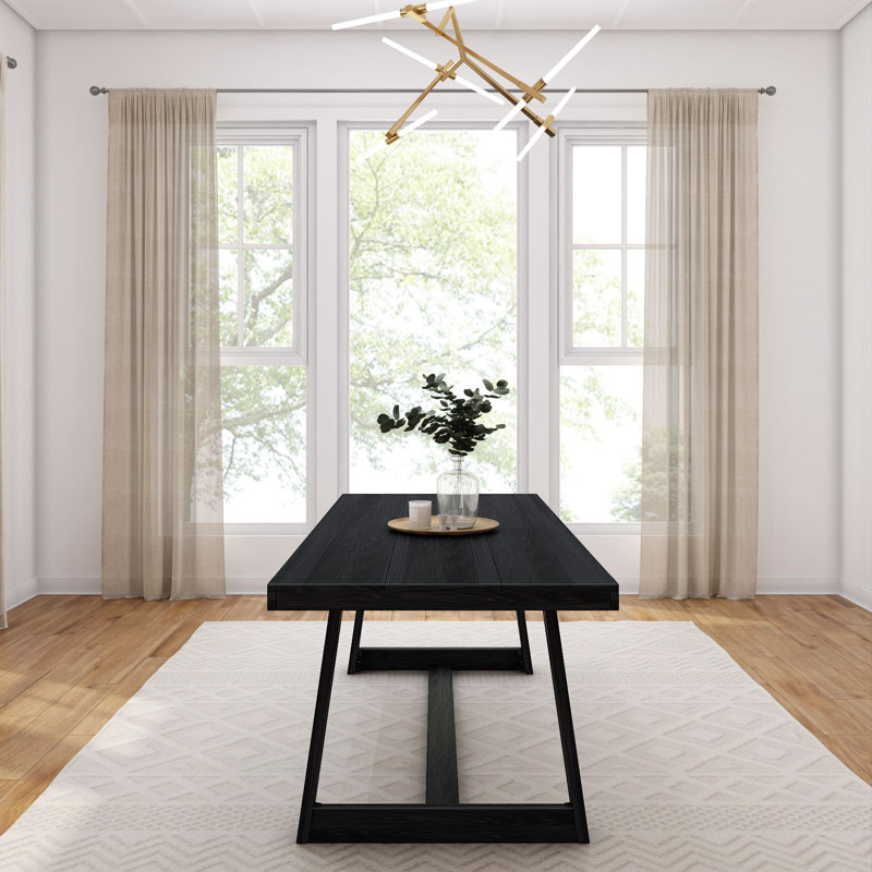 Shonica 84-in Classic Farmhouse Dining Table, Black