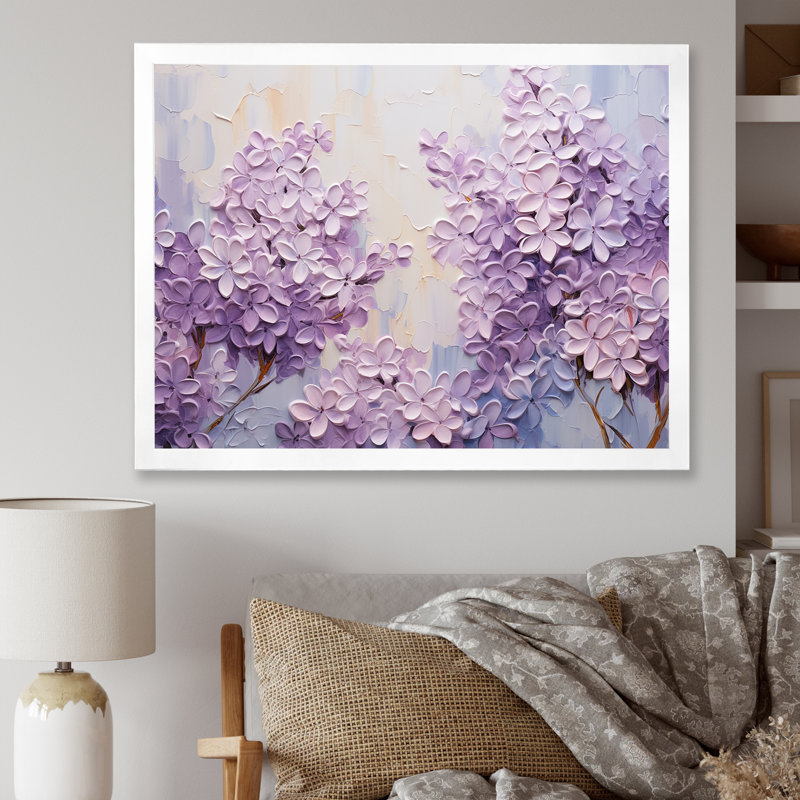 Blooming Lilac Melody III - Lilas, art sur toile, H 24 po x l 32 po x P 1 po, Cadre simple blanc