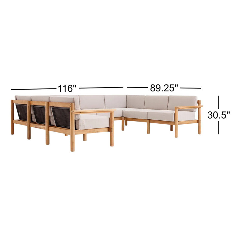 Haven Outdoor - Seat Patio Sectional, Sunbrella Ashe, 8