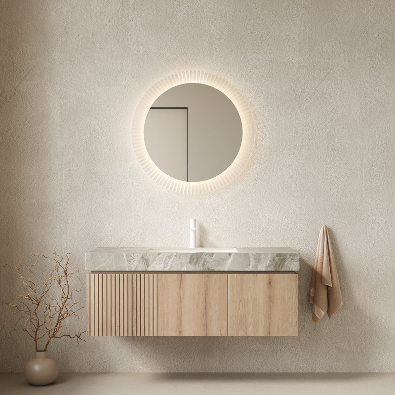 Meuble-lavabo espresso flottant 48 po Carrara, Espresso, Blanc de Carrare, Espacé