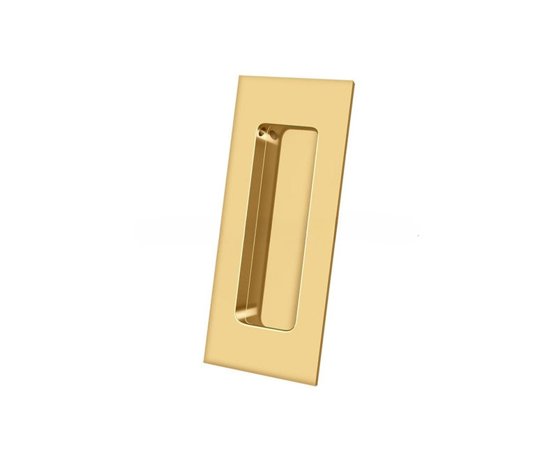 Flush Pull, Rectangular, HD, 4" x 1-7/8" x 7/16", Solid Brass in PVD Polished Brass