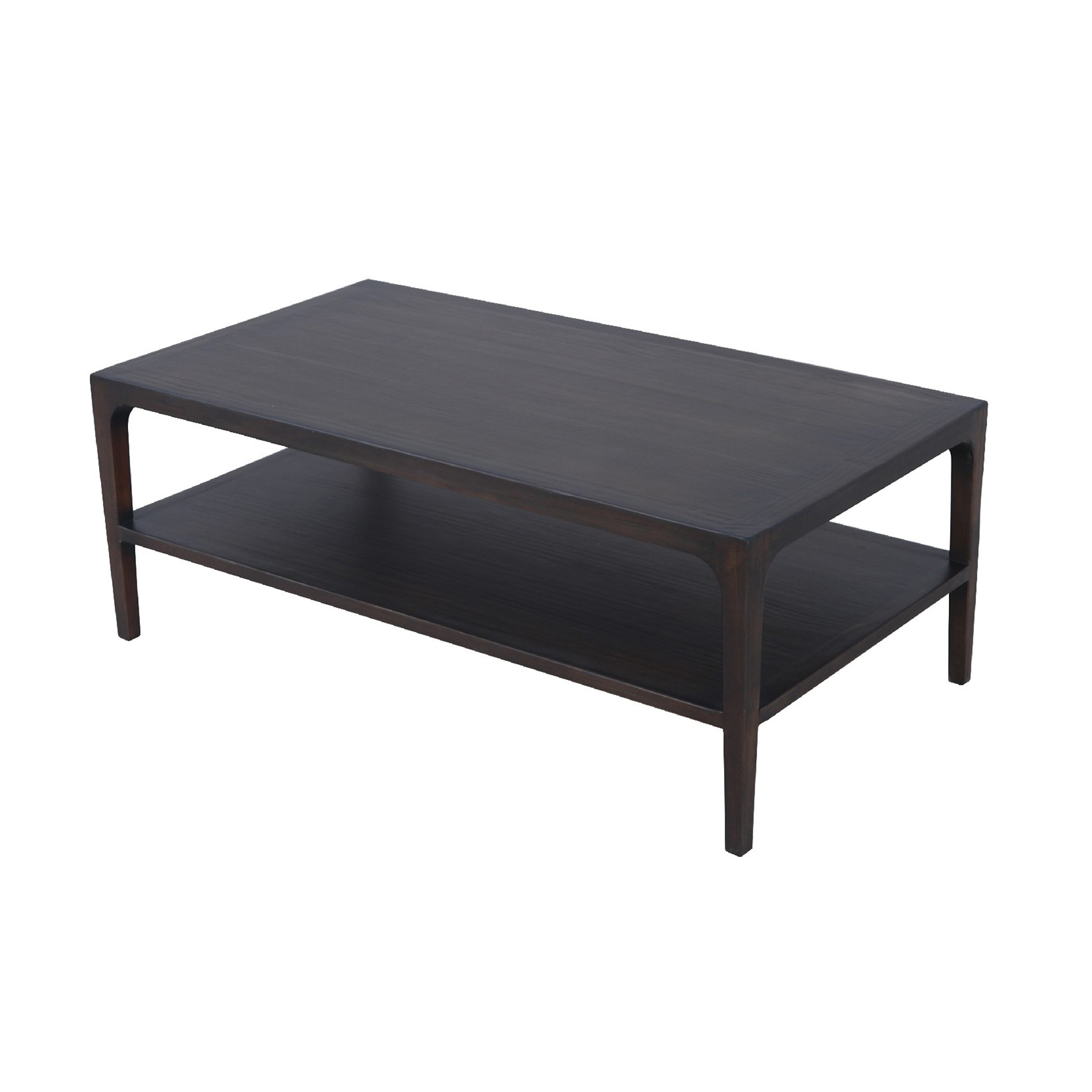 Benjara Geni Coffee Table, 48 Inch Rectangular Top W Shelf, Parsons ...