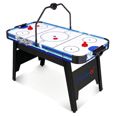 Table de hockey sur air pour 2 joueurs avec tableau de pointage numérique, 2 palets, 2 poussoirs et moteur puissant
