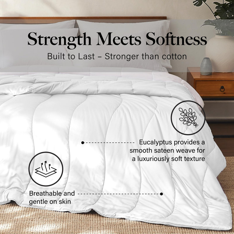 Modern Threads TENCEL Lyocell Luxury Ultra Soft Down Alternative Comforter, Queen Comforter, White