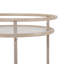 Chariot-bar rond avec tablettes en verre trempé et accents dorés, finition blanc vieilli-132975089