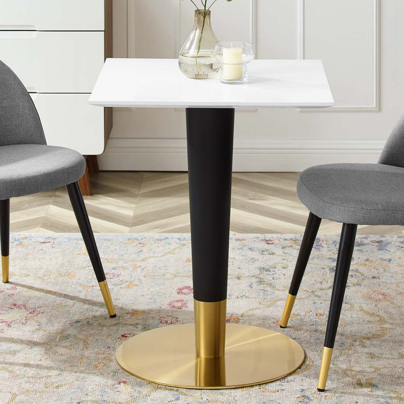 Zinque Square Dining Table, White, 23.5" W x 23.5" L