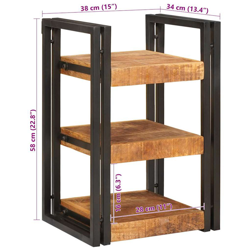 38cm W Solid Wood Bedside Table