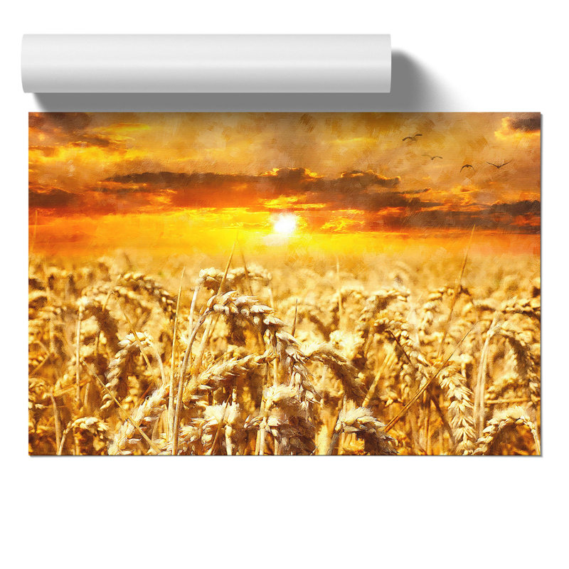 Wheat Field At Sunset - No Frame Print, 21cm H x 30cm W x 0.1cm D