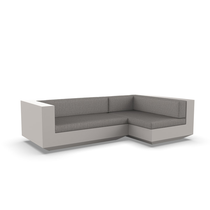 Vela 102.25" Wide Outdoor Reversible Patio Sectional with Cushions, Right Hand Facing, White, White