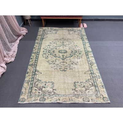 Tapis rétro vert patchwork de 53,1 x 89 pouces