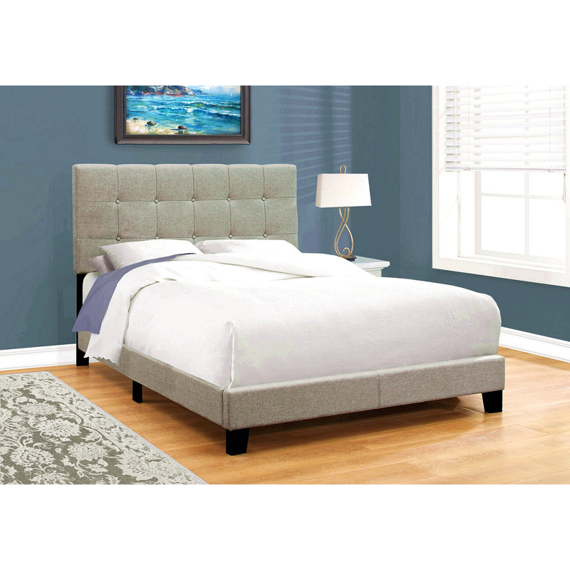 Bed, Full Size, Bedroom, Upholstered, Gray, Full