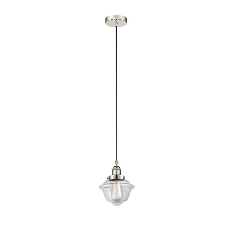 Luminaire suspendu 1 lumière Calliope, Transparent, Nickel poli