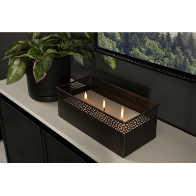 Robena Rectangle Unscented Candle with Metal Vessel