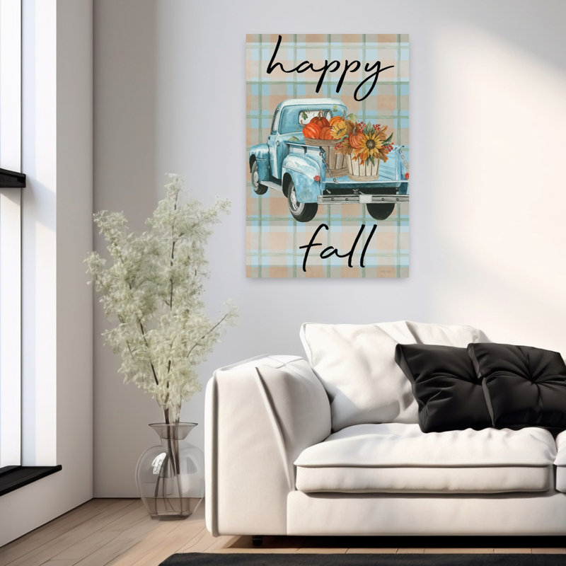 «Happy Fall Truck», art floral contemporain, H 36 po x l 24 po