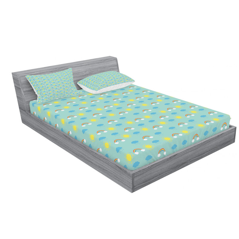 Microfiber Geometric Sheet Set, Queen Sheet Set with Fitted Sheet