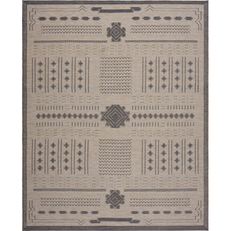Diana Geometric Black & Beige Indoor / Outdoor Area Rug, Rectangle 7'11" x 9'11"
