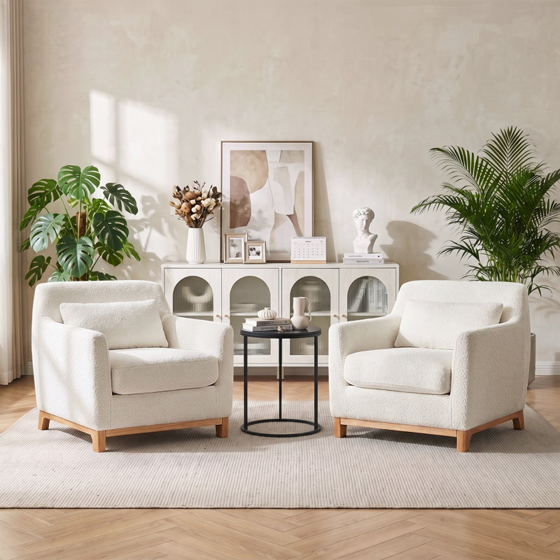Fauteuil Aishah de 31,5 po de largeur, Boucle blanc