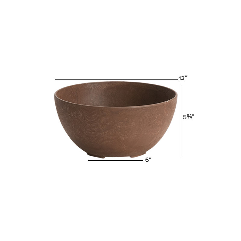Pot à fleurs avec réservoir en pierre Pollyanna, Rouille, H 6,75 po x l 12 po x P 12 po