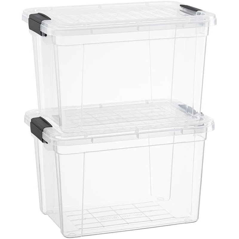 Ensemble de 8 bacs de rangement transparents Latitude Run® avec couvercles en plastique pour la maison, 2,4 pte