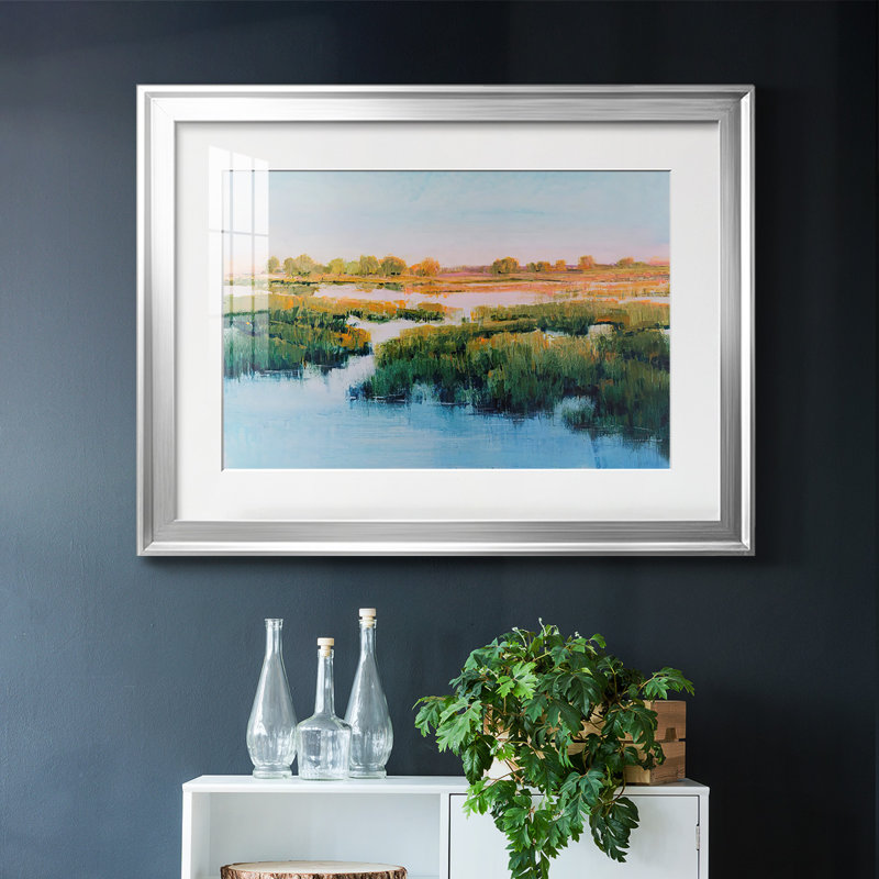 Marshland View II, reproduction d'art encadrée, Argent, H 15 po x l 21 po x P 1,5 po
