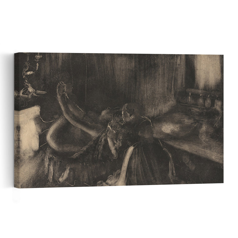 Femme près d'un foyer, estampe murale abstraite et paisible de style impressionniste (1880-1890)., H 16 po x l 24 po