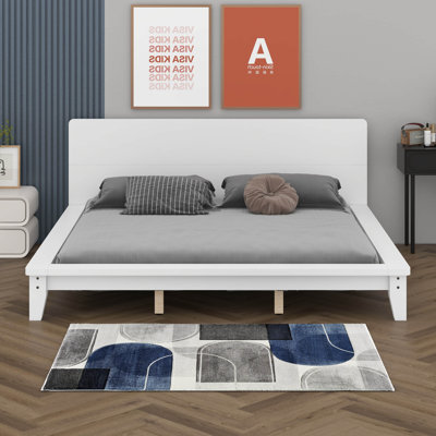 Platform Bed Frame With Headboard, Wood Bed Frame