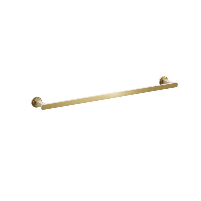 Emtek Transitional Flared Towel Bar w/ Step Disc Rosette, 1.75" H x 25.375" L x 3.125" D, French Antique