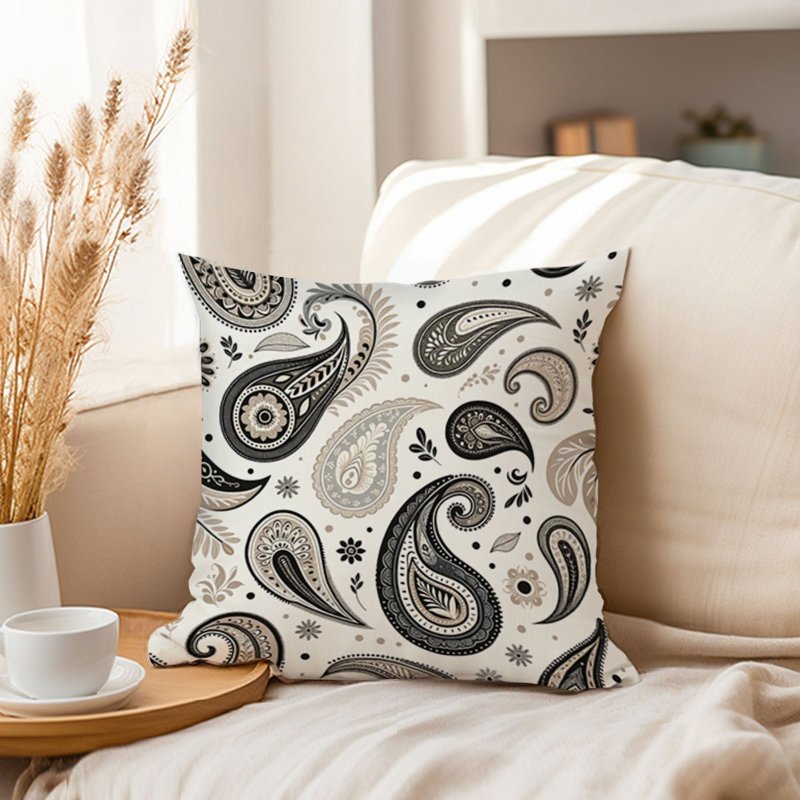 Abstract Beige Paisley Pattern I Bohemian, 18"H x 18"W