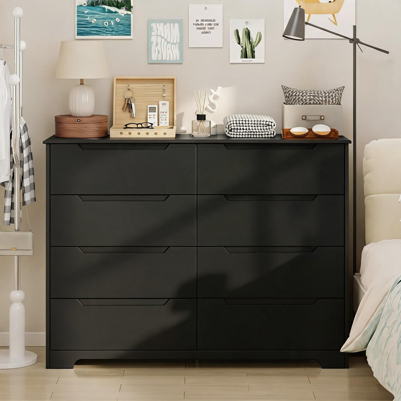 8-Drawer 47.2 "W Double Dresser, Black