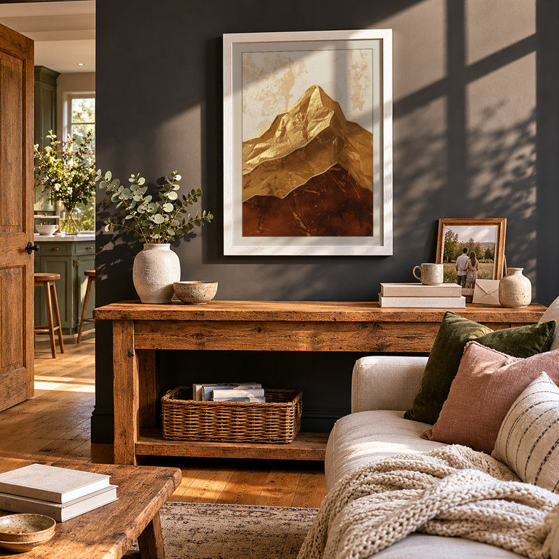 Golden Peak Rustic - Framed Print, A3 - 42.0 x 29.7 cm, White