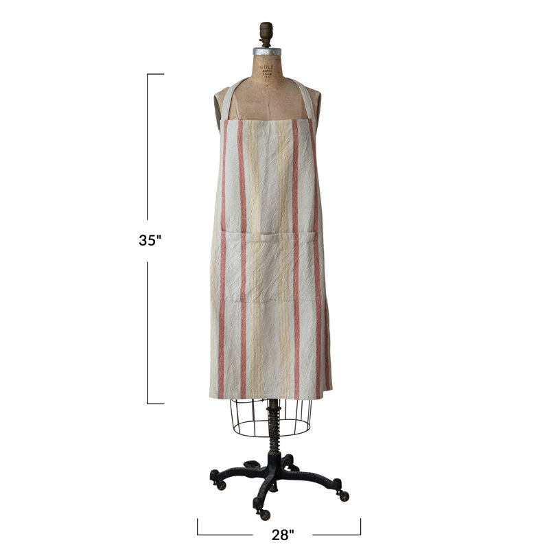 Artisan-Striped Cotton Kitchen Apron
