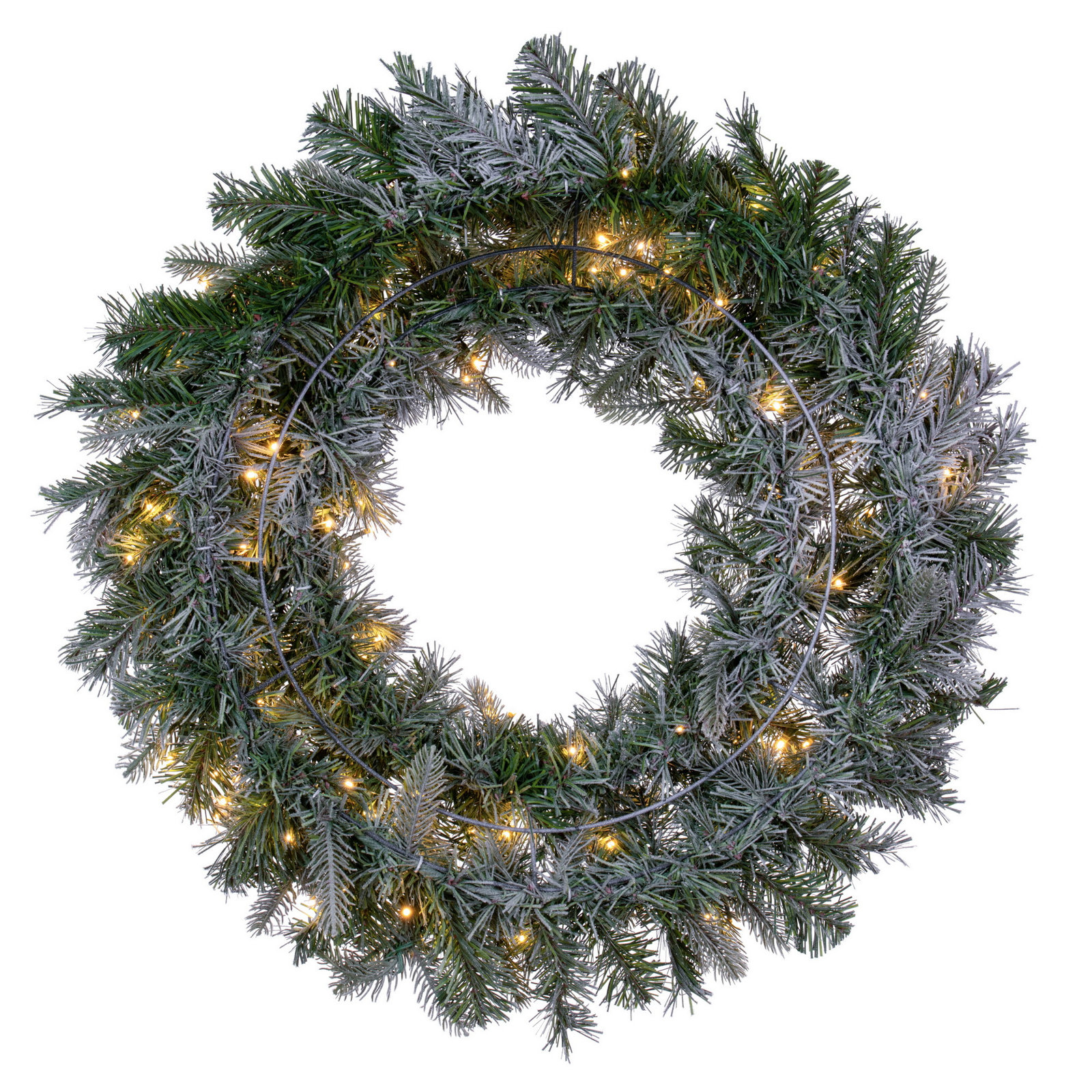 Frosted Pre-Lit Fir Christmas Wreath, 60" H x 60" W x 5" D