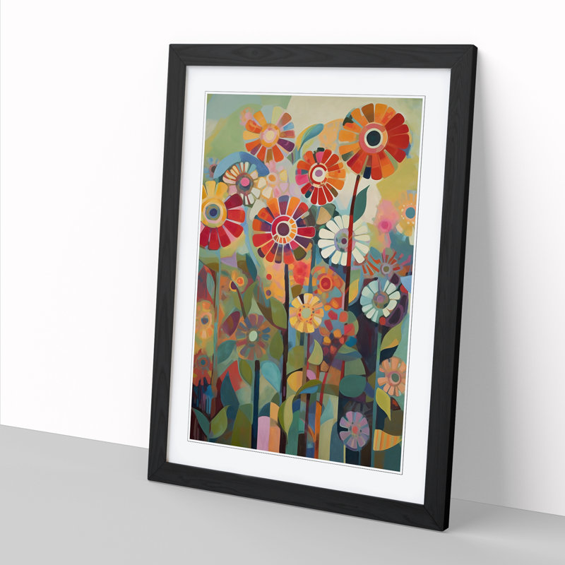 FRM-V0523-979X Flowers Retro Vol.10 - Picture Frame Print, 34cm H x 25cm W x 2cm D, Black Framed